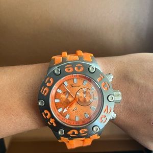Geneva Orange Watch For Men. Nice summer color. Big face.